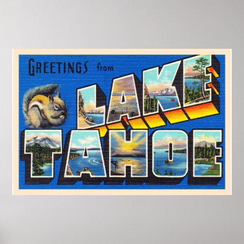 Lake Tahoe California CA Large Letter Postcard Poster