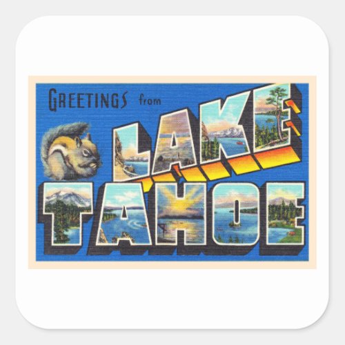 Lake Tahoe California CA Large Letter Postcard Square Sticker