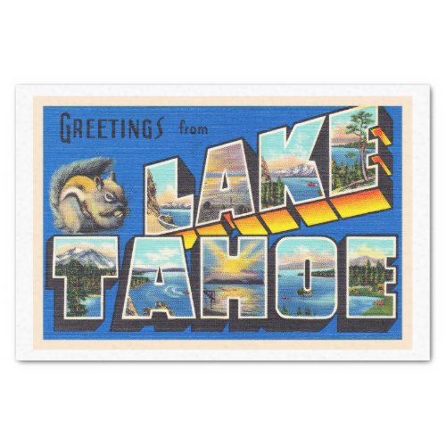 Lake Tahoe California CA Large Letter Postcard Tissue Paper