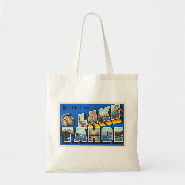 Lake Tahoe California CA Large Letter Postcard Tote Bag (Front)