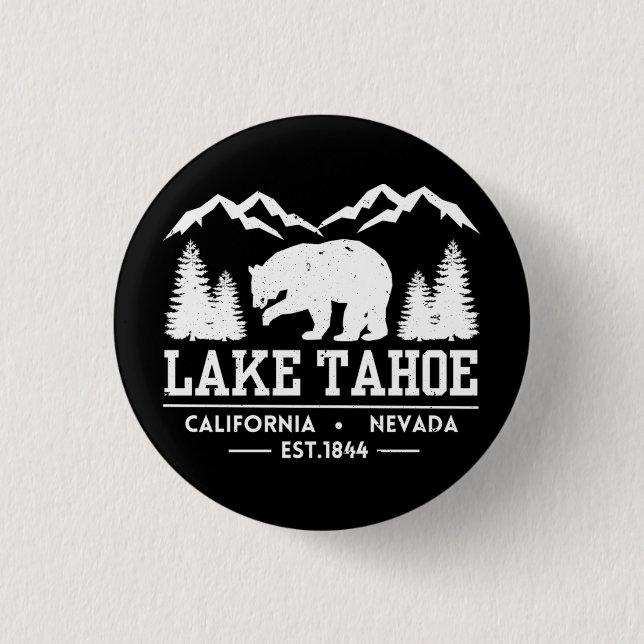 Lake Tahoe - California Grizzly Bear Mountains Button (Front)