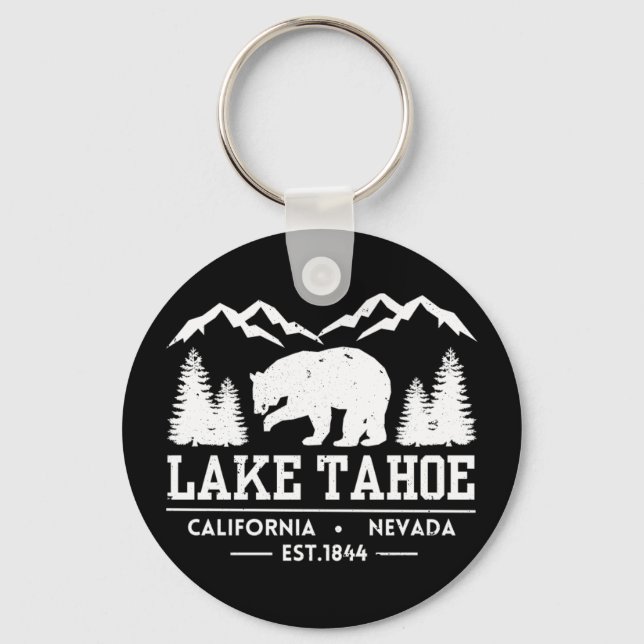 Lake Tahoe - California Grizzly Bear Mountains Keychain (Front)