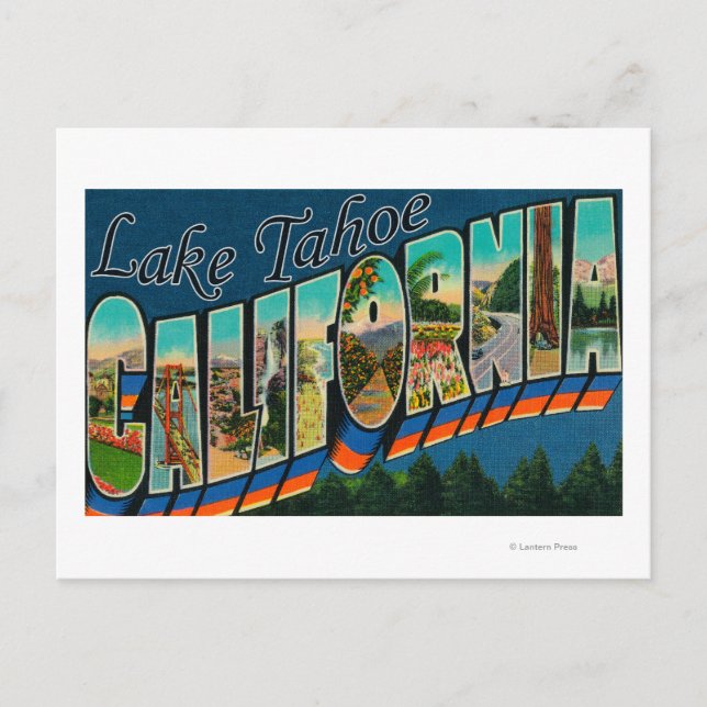 Lake Tahoe, California - Large Letter Scenes 2 Postcard (Front)