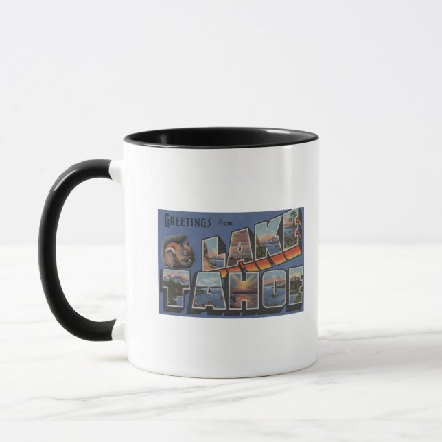 Lake Tahoe, California - Large Letter Scenes Mug (Left)