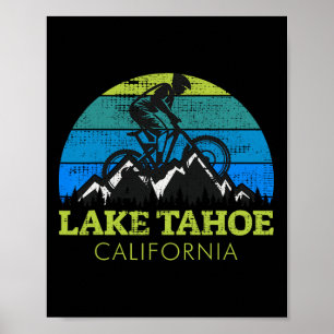 Lake Tahoe California Mountain Biking Mtb Vintage Poster