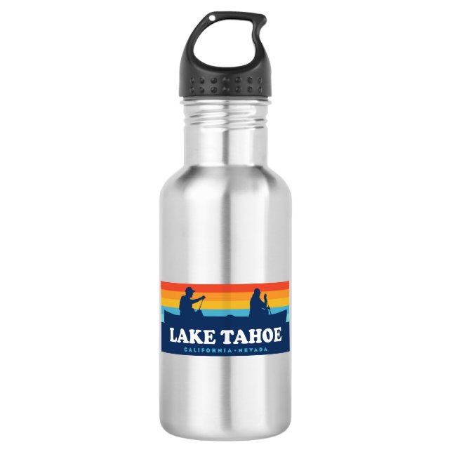 Lake Tahoe California Nevada Canoe Stainless Steel Water Bottle (Front)