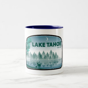 Lake Tahoe California Nevada Deer Two-Tone Coffee Mug