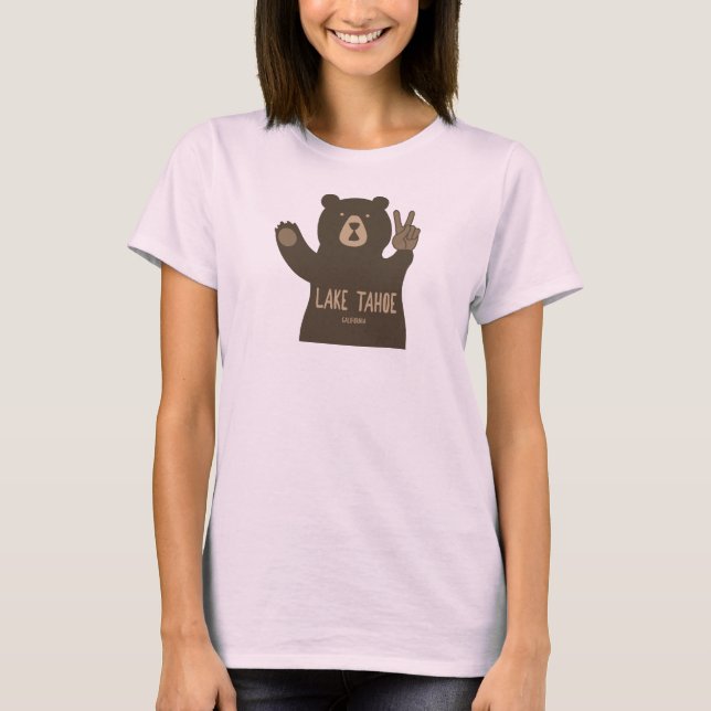 Lake Tahoe California Nevada Peace Bear T-Shirt (Front)
