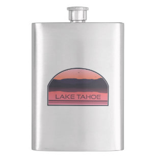 Lake Tahoe California Nevada Red Sunrise Flask