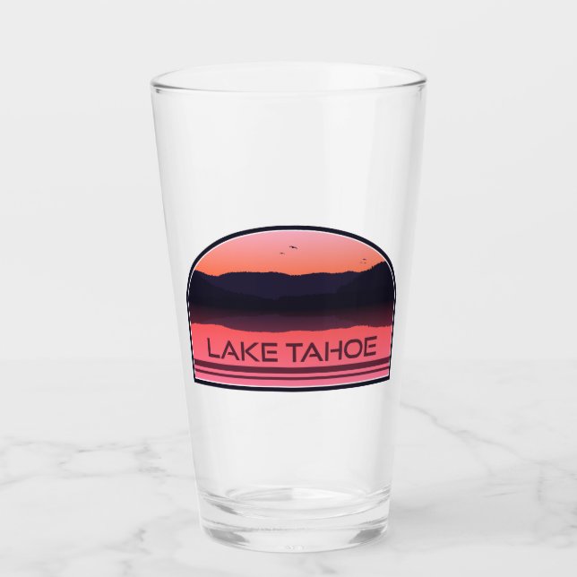 Lake Tahoe California Nevada Red Sunrise Glass (Front)