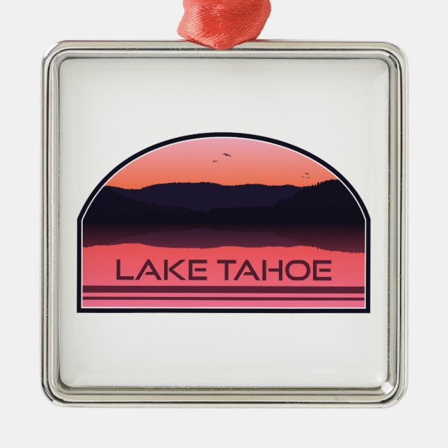 Lake Tahoe California Nevada Red Sunrise Metal Ornament (Front)