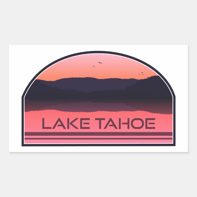 Lake Tahoe California Nevada Red Sunrise Rectangular Sticker (Front)