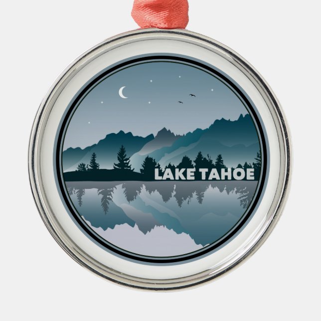 Lake Tahoe California Nevada Reflection Metal Ornament (Front)