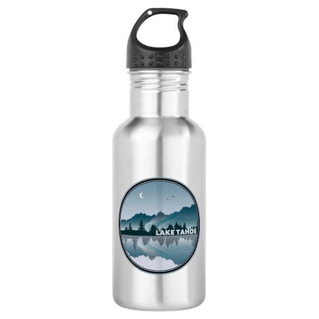 Lake Tahoe California Nevada Reflection Stainless Steel Water Bottle (Front)