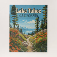Lake Tahoe California Nevada Retro Travel