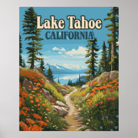 Lake Tahoe California Nevada Retro Travel