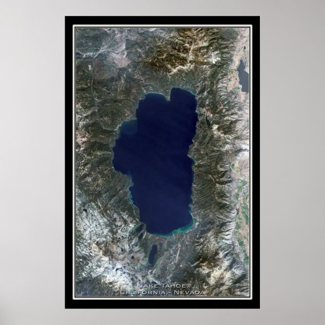 Lake Tahoe California-Nevada Satellite Poster Map (Front)