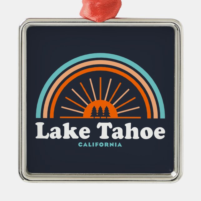 Lake Tahoe California Rainbow Metal Ornament (Front)