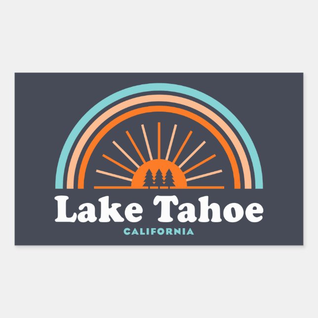 Lake Tahoe California Rainbow Rectangular Sticker (Front)