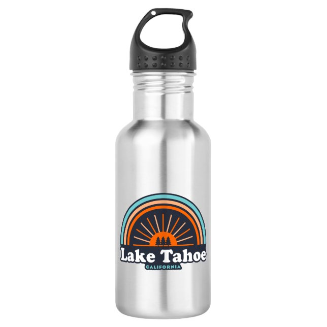 Lake Tahoe California Rainbow Stainless Steel Water Bottle (Front)