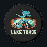 Lake Tahoe California Retro Skiing Snowboarding Magnet<br><div class="desc">Lake Tahoe California winter travel. Vintage retro ski and snowboard design for those who love winter sports, outdoor adventure, skiing and snowboarding. Cool extreme sports merchandise for your next ski trip on the snow mountain. Perfect for winter holiday and vacation. Great Christmas gift and birthday present for family and friends....</div>