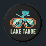 Lake Tahoe California Retro Skiing Snowboarding Magnet<br><div class="desc">Lake Tahoe California winter travel. Vintage retro ski and snowboard design for those who love winter sports, outdoor adventure, skiing and snowboarding. Cool extreme sports merchandise for your next ski trip on the snow mountain. Perfect for winter holiday and vacation. Great Christmas gift and birthday present for family and friends....</div>
