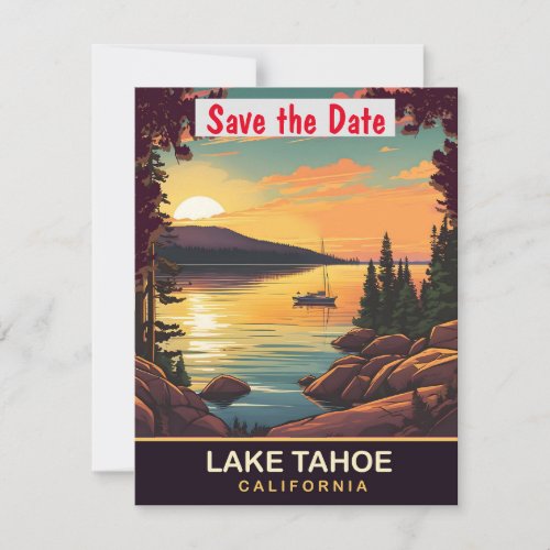 Lake Tahoe California Travel Postcard  Save The Date