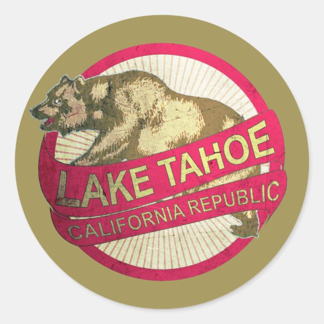 Lake Tahoe California vintage bear stickers (Front)