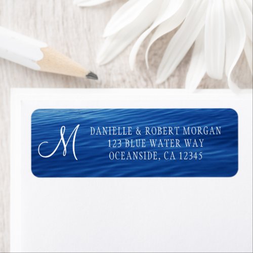 Lake Tahoe Deep Blue Water Photo Monogram Label