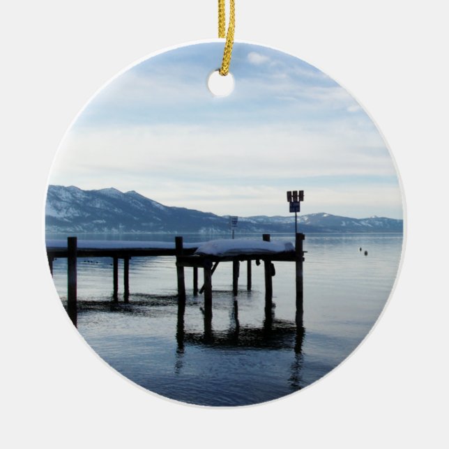 Lake Tahoe Dock Ceramic Ornament (Front)
