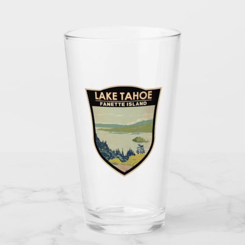 Lake Tahoe Fannette Island California Vintage Glass