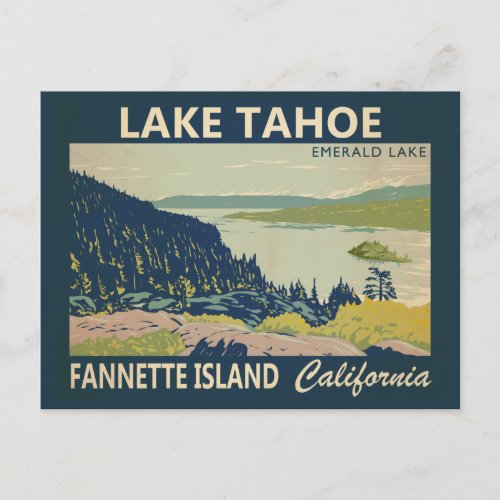 Lake Tahoe Fannette Island California Vintage Postcard