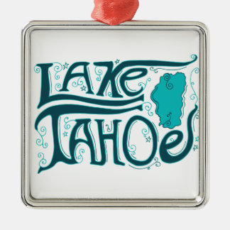 Lake Tahoe Hand Drawn Logo Metal Ornament