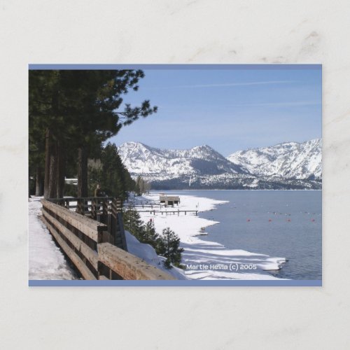 Lake Tahoe in Snow  Blue Beach Song Postcard