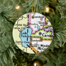 Lake Tahoe Map Ceramic Ornament