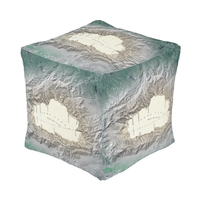 Lake Tahoe map Pouf (Angled Front)