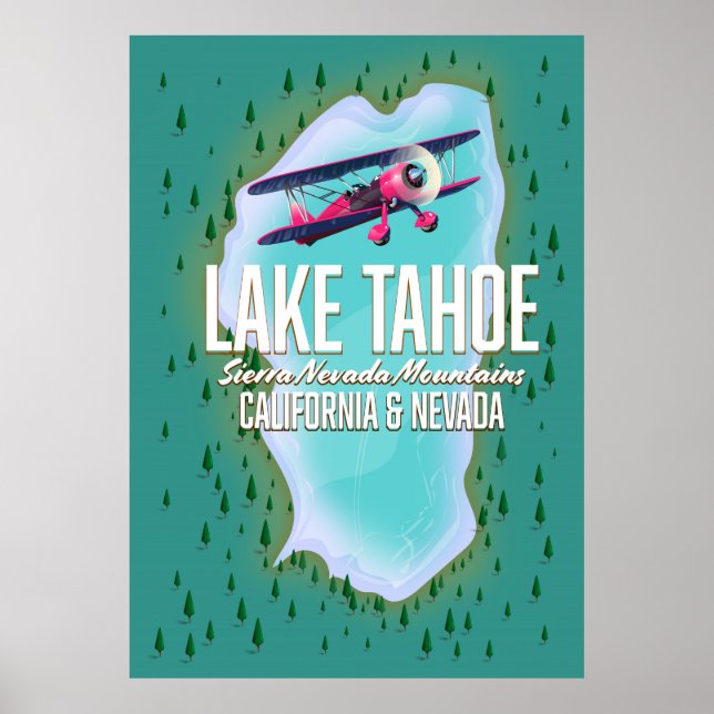 Lake Tahoe map travel poster (Front)
