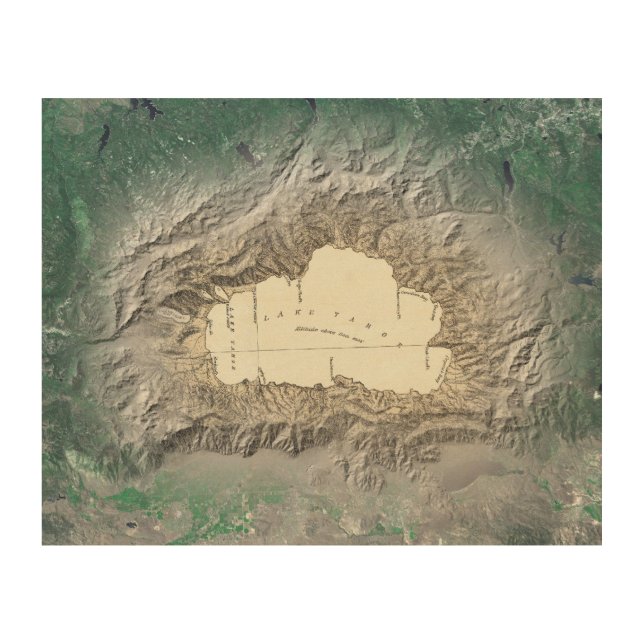 Lake Tahoe map Wood Wall Decor (Front)