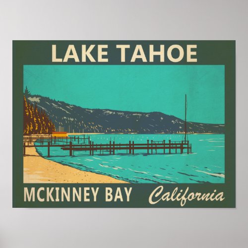 Lake Tahoe McKinney Bay California Vintage Poster