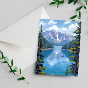 Lake Tahoe Mountains Painting Postcard