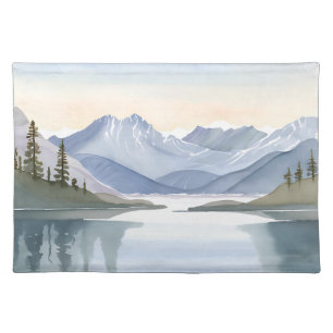 Lake Tahoe Mountains Watercolor Landscape Cloth Placemat