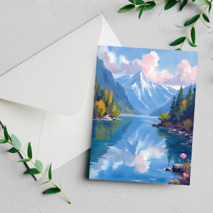 Lake Tahoe Mountains Watercolor Nature Card