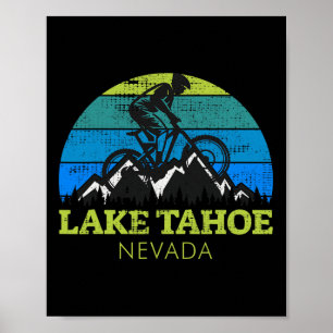 Lake Tahoe Nevada Mountain Biking Mtb Vintage Souv Poster