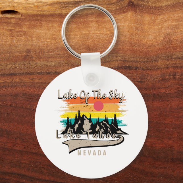 Lake Tahoe Nevada Personalize Custom Name T-Shirt Keychain (Front)