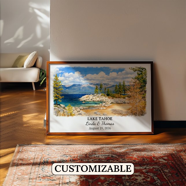 Lake Tahoe Nevada Poster, Watercolor, Custom Poster (Creator Uploaded)