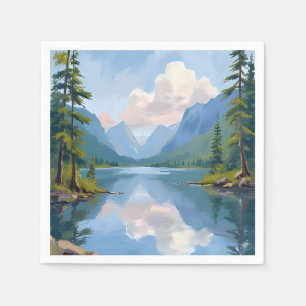 Lake Tahoe Oil Painting Landscape Napkins