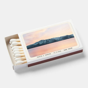 Lake Tahoe Pink Sunset Personalized Wedding Favor Matchboxes