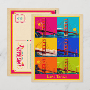 Lake Tahoe Postcard California Golden Gate Bridge