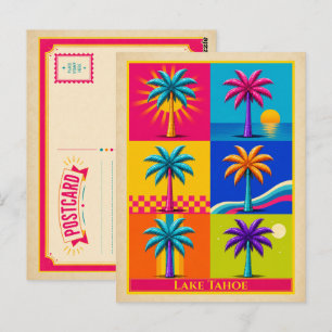 Lake Tahoe Postcard California Palm Tree Vintage