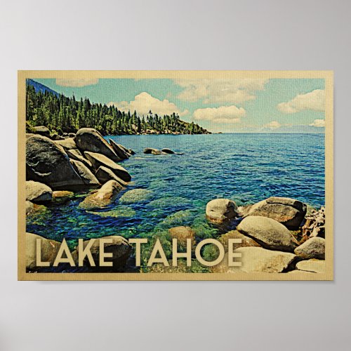 Lake Tahoe Poster Vintage Travel Art